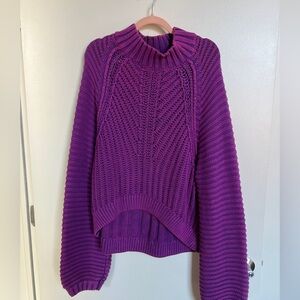 Free People Sweetheart Mock Neck Sweater in Glowing Orchid